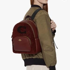 Coach Shearling Leather Varsity Backpack